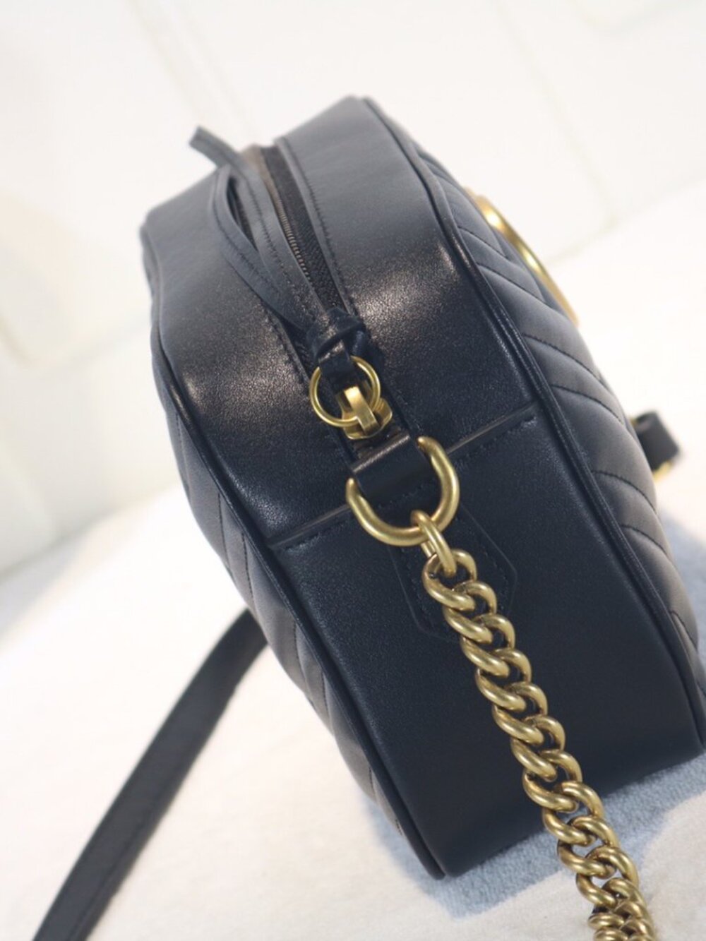 GUCCI GG Marmont Mini Black Leather Shoulder Bag - Picture 6 of 8
